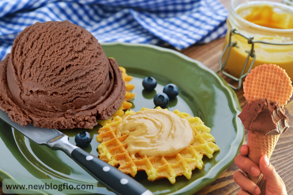 Peanut Butter Waffle and Chocolate Ice Cream
